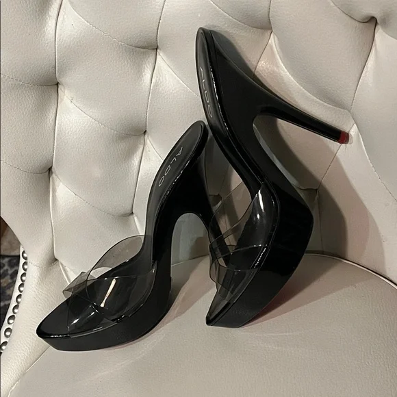 ALDO Black and Clear platform Heels 8.5 9 40 - Picture 2 of 8